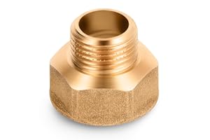 HYDROBIL Acoplamiento de Reducción BSP de Latón, 3/4"x 1/2" Rosca, para Agua Caliente Sanitaria y Calefacción Central, Mejora de la Instalación de Tuberías, Resistente a Daños Mecánicos
