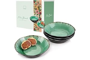 Sänger | Suppenteller Palm Beach tief, 4-teiliges Set aus Steingut, Suppenschalen, Teller Set 750 ml | PREMIUM COLLECTION