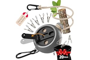 ‎AUTDOOR AUTDOOR® Wäscheleine ausziehbar, mit praktischer Kurbel - Extralange 10m Schnur - Perfekt für Camping & Reisen (Schwarz/Grau)
