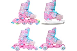 ‎RAVEN RAVEN 4in1 Inline Skates Triskates Rollschuhe Schlittschuhe Inliner für Kinder Mädchen verstellbar