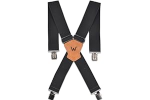 WELKINLAND 2-Inch Elastic Heavy Duty Suspenders for Men - Work Suspenders with Clips for Trousers