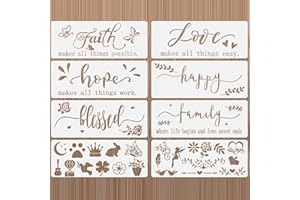 OOTSR 8 Piezas Plantillas para Pintar de Palabras Inspiradoras Plantillas Stencil Manualidades Plantillas para Pintar Reutilizables para Muebles Pared Madera Decoración DIY Scrapbooking