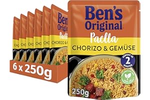 ‎BEN’S ORIGINAL BEN’S ORIGINAL Ben's Original Express Paella Fertiggerichte Chorizo & Gemüse, 6 Packungen (6 x 250g)