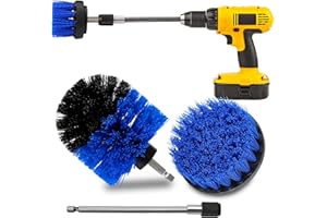 KEWEIDING 3 Piece Drill Brushes Set with Extend Rod, Drill Brush Attachment Set Cleaning Kit for Floors Tiles Tub Corners, Blue