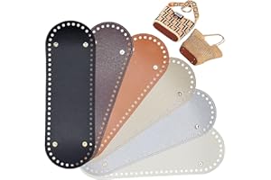 JMZLLRX 6 PCS Tapis de Sac Fond, Fond de Sac en Cuir PU Rectangle Crochet Sac Base de Coussin avec des Trous pour Tricoter pour Crochet Tissé à La Main DIY Épaule Sacs, 30 x 10cm