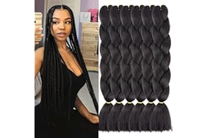Xtrend 6 Packs 24 pouces naturel noir Jumbo cheveux à tresser pour Twist Box Bradis Hair Kanekalon cheveux à tresser synthétique haute température pour les femmes (6 Packs, 1B#)