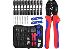 SBGGRL Solar Panel Connectors with Crimping Tool Kit,10 Pairs Ip67 Waterproof Male Female Power Connector Fittings with Crimper for 10-14 awg Gauge PV Cable Wire Ends Wiring & 2 Spanners