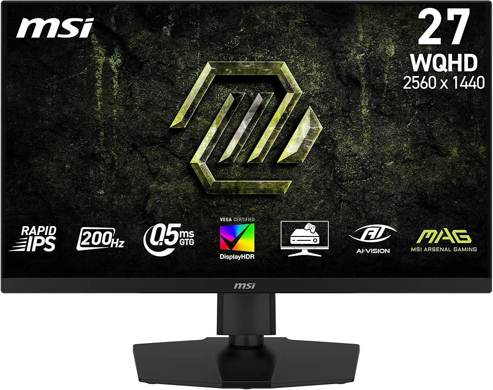 MSI 27" MAG 274QPF E20, Gaming Monitör, WQHD, 16:9, Flat, Rapid IPS, 200Hz, 0.5ms (Min.), FreeSync Premium, Pivot