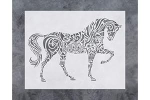 G GSS DESIGNS GSS Designs Horse Wall Decor Stencil - Mandala Horse Stencil 12x16 Inch（305x406mm) - Reusable Template for Floor Wall Tile Fabric Wood Decor (SL-022)