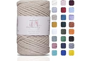 Makromecity Makramee Garn 3mm x 100m Premium Single Twisted Macrame Cord Baumwollgarn für Handwerk Schlüsselanhänger Wohndekorationen Platzteller Umhängetasche Handtasche Runner