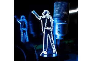 Shop and Solve MusicLED - Luce 3D dream luce notturna MICHAEL JACKSON lampada USB e batteria con telecomando 7 colori e 5 modalità gadget idea regalo fan di Jackson (Michael Jackson)