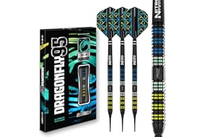 RED DRAGON Darts - Dragonfly 95 Series - 95% Tungstène Professionnelle Pointe Souple Jeu de fléchettes avec ailettes et tiges de fléchettes