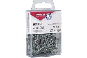 ‎OFFICER PRODUCTS OFFICE PRODUCTS 18082665-19 Büroklammern Metallbriefklammern Silbern in der Box / 26 mm - 100 Stück/in Praktischer Aufbewahrungsbox/Paper Clips