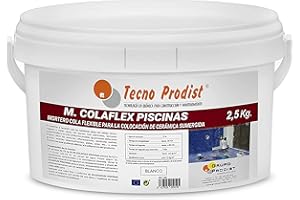 M-COLAFLEX PISCINAS di Tecno Prodist - 2,5 Kg - Adesivo cementizio migliorato - Adesivo flessibile ideale come collante per piastrelle a contatto permanente con acqua come piscine, serbatoi d'acqua.