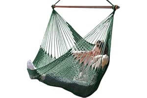 ‎BATHONLY Bathonly Großer Hängesessel mit Metall-Spreizstange, bis 150 kg belastbar, Karibik Hängeschaukel, XL Handgewebt Hängestuhl für Indoor und Outdoor, Wohnzimmer, Terrasse, Garten, Balkon, Grün