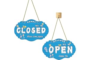 8GNITUHS Panneaux de bienvenue - Panneaux double face Ouvert/Fermé, à suspendre avec une corde, horaires d'ouverture pour commerces, vitrines, bars, hôtels, panneaux d'horaires d'ouverture