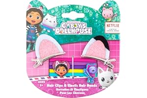 KOKOMO STUDIO LTD Gabby's Dollhouse Children's Hair Slide Ears and Hair Tie Elastic Bands