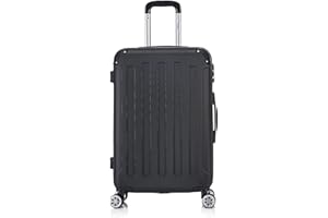 Flexot® Flex-2045 Koffer (16 Farben zur Auswahl) Zwillingsrollen Reisekoffer Trolley Hartschale(L, Schwarz)