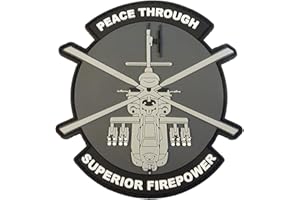LEGEEON Peace Through Superior Firepower AH-64 Apache Helicopter Morale PVC Rubber 3D Touch Fastener Patch
