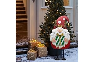 ‎TERESA'S COLLECTIONS TERESA'S COLLECTIONS Weihnachten Deko,Gartendeko für Draußen,61cm Metall Weihnachtswichtel für Weihnachtsdeko Innen,Weihnachtsdeko Aussen mit Roter Santa Tomte Gnom, Wichtel Xmas（L）