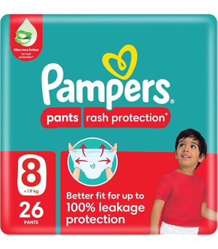 Pampers Baby-Dry Pants Taille 8 (19 Kg+) - 22 Couches-Culottes Ultra-Absorbantes Pour Bébé - Jusqu'à 100% Sans Fuites Toute La Nuit !