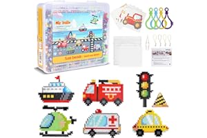 BuYupop Bügelperlen Verkehr Set, 5000 Stück Bügelperlen 5 mm mit Bügelperlen Vorlagen, Bügelperlen Platten, Bügelpapier, Anhänger und Zubehör, Bügelperlen Set für Kindr Weihnachten Geschenk