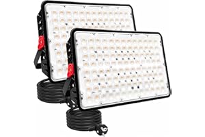 Faretto LED da Esterno 400W, Indmird 2 Pezzi 40000LM Faro Led da Esterno 3000K Bianco Caldo Faretti led Esterno IP66 Impermeabile Faretto da esterno per Terrazza Garage Giardino Cortile Piazza