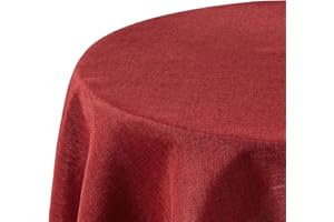 Deconovo Mantel Impermeable Manteles Lavables Mantel Redondo Manteles Aspecto Lino, 140cm, Rojo, 1 Pieza