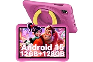 OSCAL Tablette Enfants 10 Pouces,Android 15,Contrôle Parental,WiFi 6,12Go RAM+128Go ROM/512Go TF,Octa-Core,5100mAh,Tablette Éducative,Protection Yeux HD,pour Enfants 3 à 12 Ans,EVA étui Enfant,Rose