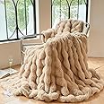 DREAMLANDING Faux Rabbit Fur Luxury Plush Sherpa Throw Blanket Reversible Fuzzy Warm Cozy Fluffy Fur Blanket for Bed Sofa Couch Home Decor (Coffee, 150 * 200cm)