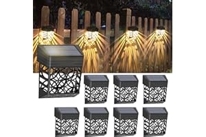 ‎LITAKE Litake Solar Zaun Licht, Vintage Solar Zaunbeleuchtung, Warmweiß Energiesparendes Zaunlichter, IP54 Wasserdicht Außenzaunleuchten, Solarlampen Außen Dekorative für Garten Terrasse Treppe, 8 Stück