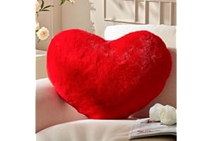 Yhoelata Cuscino Cuore Rosso, Cuscini Decorativi, Cuscino a Forma di Cuore, Cuscini Divano Peluche, Cuscini Letto, Decorazioni Camera da Letto Bambini, 38 x 48 cm