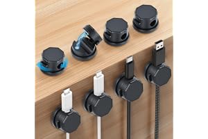 aceyoon 8 stycken kabelarrangör, 360° roterbar magnetisk kabelhållare, självhäftande kabelklämmor för nattduksbord, bil, kont