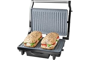 Quest 35609 Deluxe Health Grill With Panini Press & Sandwich Toaster/Non-Stick Marble Coating/Cool Touch Handle/Automatic Temperature Control/Floating Hinged Lid For Even Cooking & Toasting