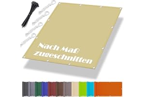 Markise Balkon Ohne Bohren 1.8x1.8M, Markisenstoffe Meterware im Viele Größe und Farben, Schattierungsnetz inkl Befestigungsseile, UV-Schutz, Wetterfest für Garten Terrasse, Sand Beige