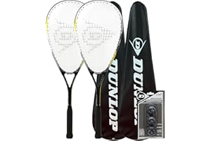 Racketworld Dunlop Nanomax Lite Ti - Juego de raquetas de squash, incluye fundas y 3 pelotas de squash