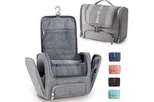 Rieeyrslza Podróżna Wisząca Kosmetyczka Duża Torba Toaletowa dla Kobiet i Mężczyzn Organizer Łazienkowy na Przybory Toaletowe na Toaletowe Dotyczy podróży Służbowej i Wakacji (Szary)