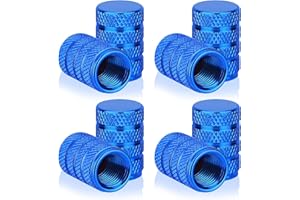 Deep Blue Dust Caps for Car Tyres, Greoer 8 Pieces Thread Tyre Valve Caps, Easy-grip Aluminum Alloy Car Dust Cap Valve Covers Replacement with O-ring Gasket for Bike, Motorcycle, Cars…