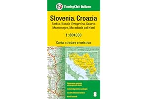 Slovenia, Croazia, Serbia, Bosnia Erzegovina, Montenegro, Macedonia 1:800.000. Carta stradale e turistica