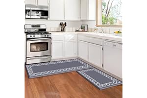 LuxStep Kitchen Mat [2 PCS] Cushioned 0.47 inch Anti Fatigue Non Slip Absorbent Waterproof Kitchen Rug Comfort Standing Mat for Kitchen, House, Office (Grey)