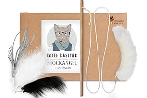 KATER KASIMIR Ensemble de canne à pêche pour chat (4 pendentifs interchangeables) - Canne à pêche pour chat - En bois - Longue et stable