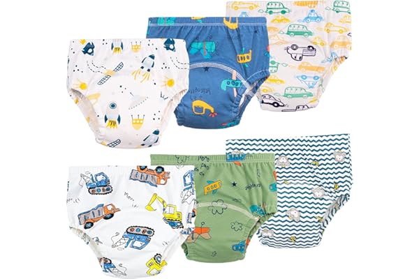 Culotte Apprentissage propreté Fille Garcon,Lot de 6 Coton rembourrées pour bébé propreté Enfant Doux Lavable, 2-6 Ans