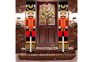 JIASHA Baner bożonarodzeniowy dziadek do orzechów, model żołnierza, ozdoby bożonarodzeniowe, na zewnątrz, na drzwi wejściowe, do domu, ogrodu, wewnątrz i na zewnątrz, 1 para 30 x 180 cm (B)