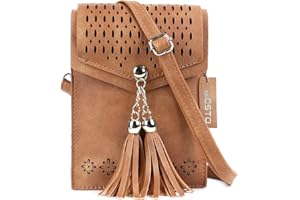 seOSTO Sac à Main Femme Double Compartiment & Franges Décoratives - Sac Bandoulière en PU Cuir, Taille Carrée avec 1 Poche Zip Extérieure (abricot)