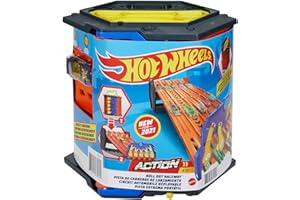Hot Wheels Action Piste Coffret Transportable à 5 Voies, à connecter avec Circuit et Pistes, Voiture Incluse, Emballage fermé, Jouet pour Enfant, HGK41