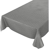 ANRO Wachstuchtischdecke – Abwaschbar, Wasserdicht, Laub Grau, Oval 140x200 Cm