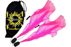 Flames 'N Games ANGEL POI Set Practice Poi AKA Scarf Spiral Poi + Travel Bag (Pink)