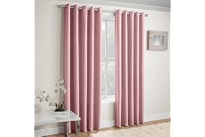 Enhanced Living Vogue Blush Pink 46 x 72 inch (117x183cm) Eyelet Thermal Noise Reducing Dim Out Curtains for Bedroom and Living Room