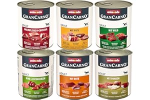 GranCarno mokra karma dla psów, mocna Variation II (6 x 800 g), mokra karma dla psów bez zbóż i cukru, dla dorosłych psów, ze świeżymi mięsistymi składnikami