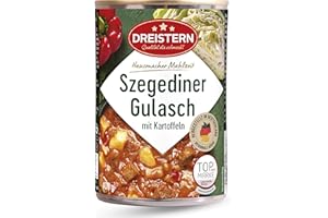 ‎DREISTERN DREISTERN Szegediner Gulasch 400g I Mit Kartoffeln & Sauerkraut I Herzhaftes Fertiggericht in recyclebarer Konservendose I Lange Haltbarkeit dank natürlicher Konservierung I Hausmacher Qualität